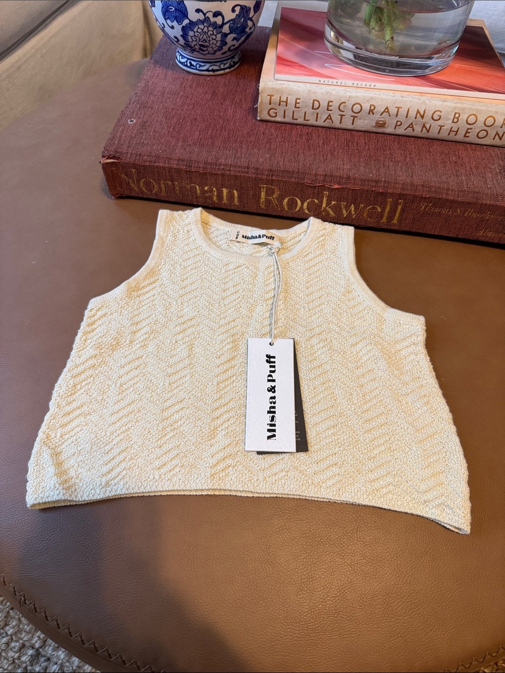 Misha & Puff Cream Knit Sleeveless top